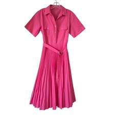 ELIE TAHARI Womens Collared Maxi Dress  Pink Pleated Size 8 Pink Preppy