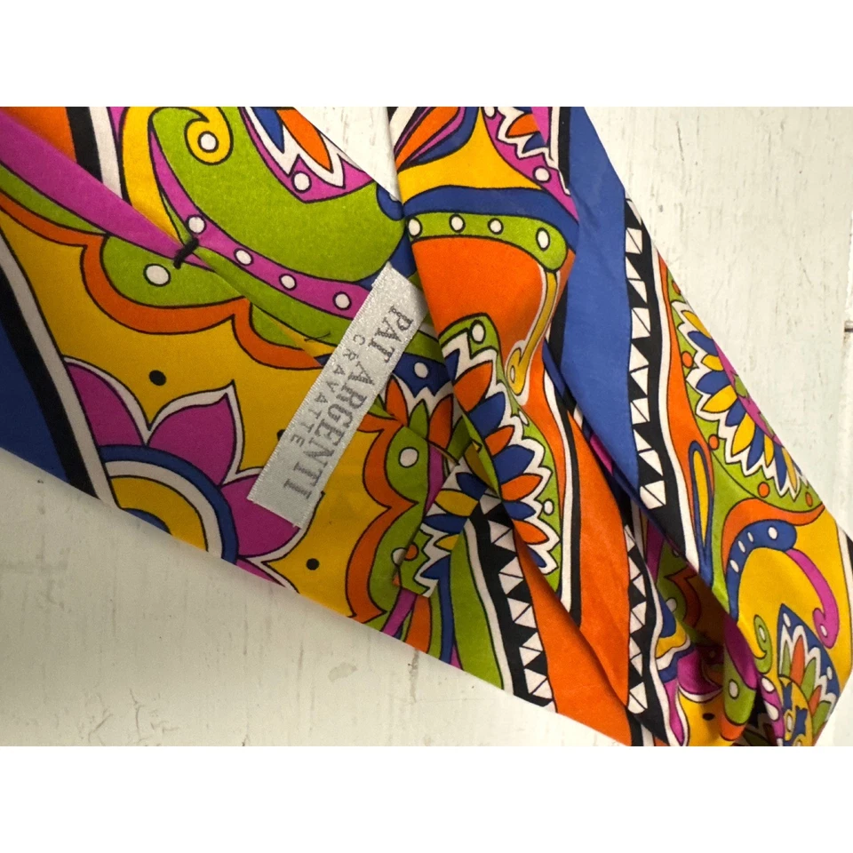 Corbata vintage Pat Argenti corbata colorida psicodélica floral años 60 70 Foto 4 de 4