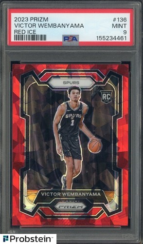 2023-24 Panini Prizm Red Ice #136 Victor Wembanyama Spurs RC Rookie PSA 9