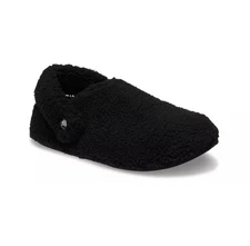 Crocs Classic Cozzzy Slipper Black Fuzzy Slip-On Clogs