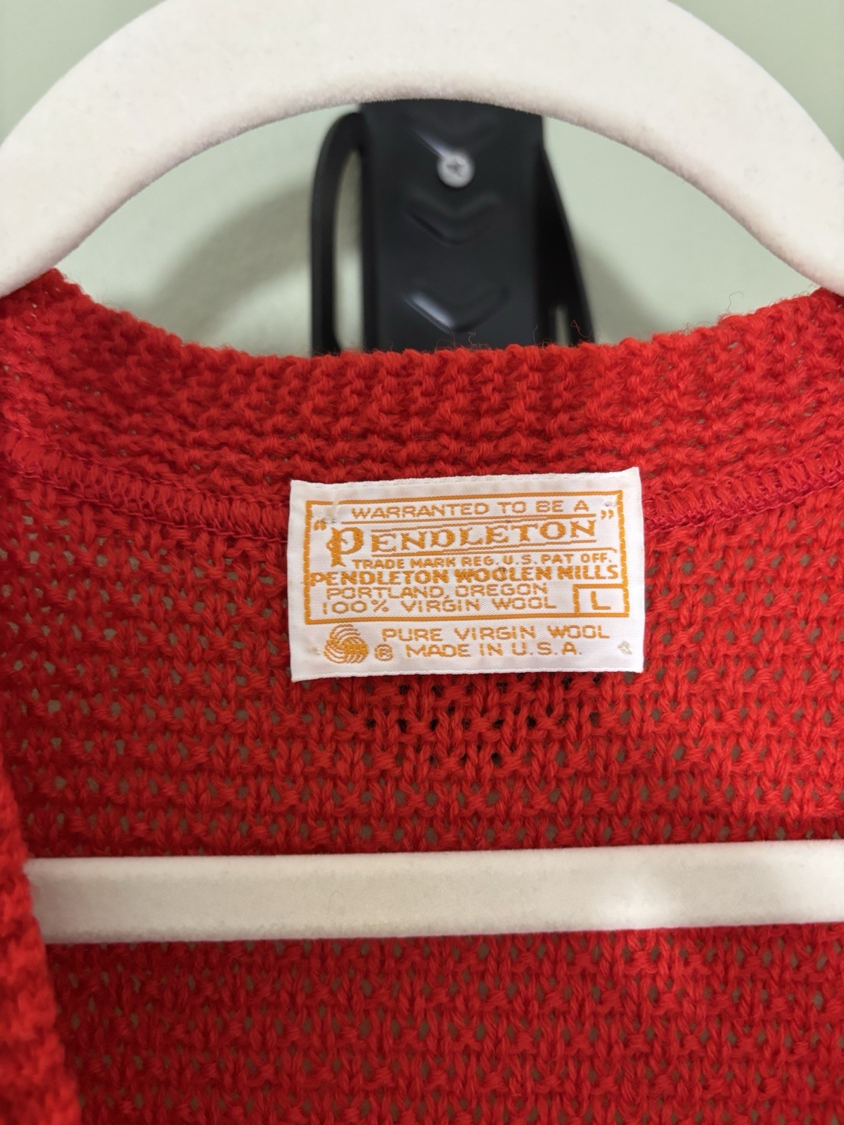 Pendleton Red Cable-Knit Virgin Wool Button Front… - image 3