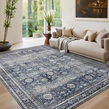 Area Rugs Large Vintage Printed Accent with Non-Slip Backing