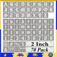 70 Pack 2 Inch Old English Letter Stencils Numbers Signs for Wood Painting Art