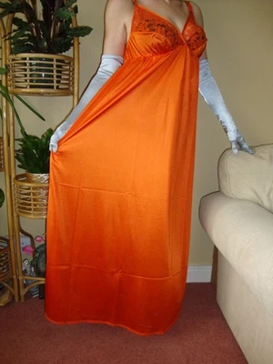 Tangerine Silky Lacy Long Formal Length Bra Slip or Nightgown L-XXL BNWT - Image 1 of 4
