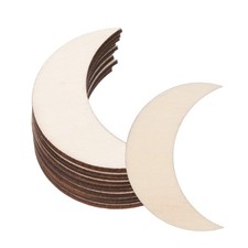 2.4"x0.8'' Wooden Moon, 10 Pack Unfinished Wood Moon Blank Wooden Cutouts