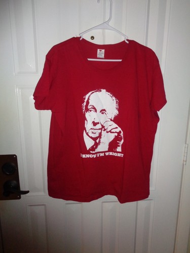 Frank Lloyd Wright T Shirt Adult XL Red I Know I'm Wright - 第 1/3 張圖片