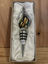 Vintage Murano Glass Wine Bottle Stopper Multicolor