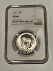 1965 Kennedy Half Dollar 50C MS64 NGC (problem free silver coin)