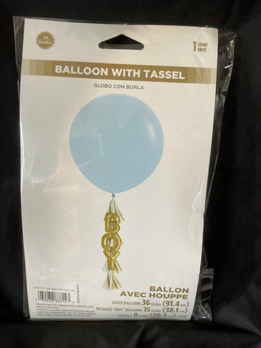 Baby Boy Balloon With Tassel36” Latex Balloon 15” Boy Balloon - Picture 2 of 3