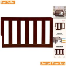 Espresso Convertible Crib Toddler Guard Rail - Solid Wood for Safety Style