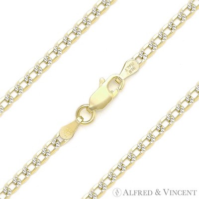 2.7mm Cuban Pave Link .925 Sterling Silver 14k Yellow Gold-Plated Chain Necklace