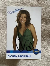 DICHEN LACHMAN   (NEIGHBOURS)  HAND SIGNED OFFICIAL CAST FAN CARD- OZ TV 