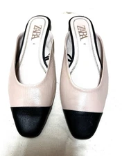 Zara Mules Black And Beige Size 9