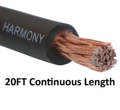 Harmony Audio 1/0 0 Gauge Car Stereo Matte Black Power Cable Amp Wire - 20 FT