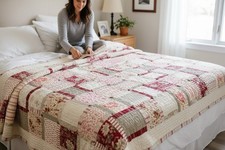 Pottery Barn Brooke patchwork quilt Comforter Full/ Queen 100 Cotton Reversible