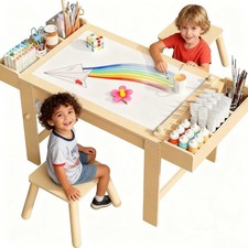 Kids Art Table and Chair Set, Kids Craft Table with Storage, Toddler Activity Pl