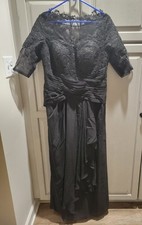 Black Lace Formal Dress Size 16 Sheer Sleeves Mother of the Bride