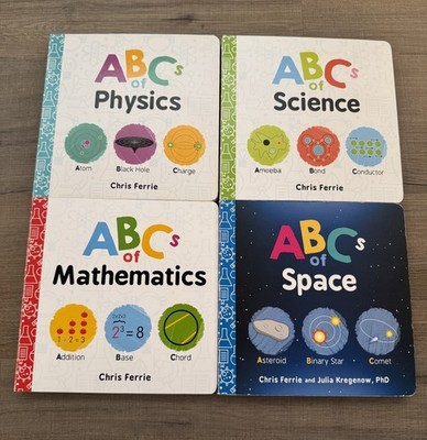 Baby University 4 Book Lot Chris Ferrie - STEM ABC's Physics Math Space Science