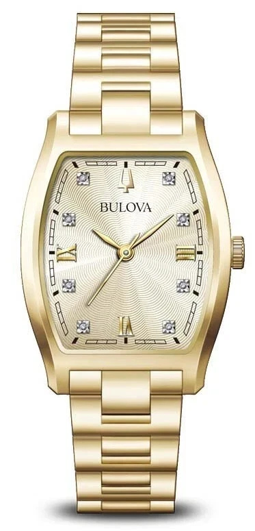 Bulova Women's Diamond Accents Gold Stainless Steel Quartz Watch 26MM 97P160