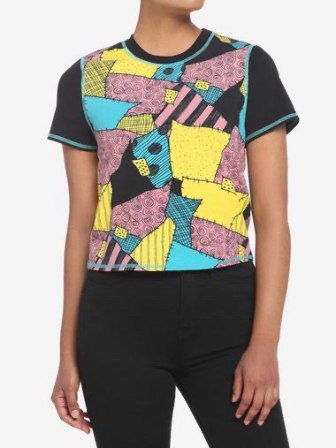 Nightmare Before Christmas Patchwork Knit Top - image 1