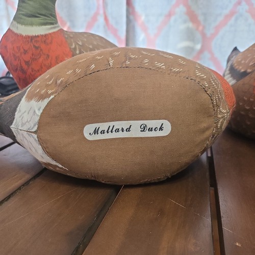 Vintage Set of 4 Mallard Duck Decoy Stuffed Home Decor Plush Pillow/ Door Stop - Picture 3 of 4
