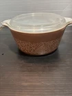 Vintage Pyrex Glass Casserole Dish or Bowl w Lid 474-B Woodland Beige 1.5 L