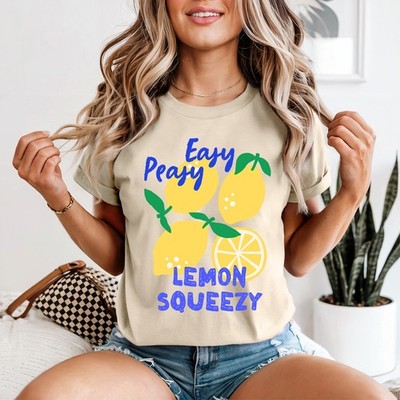 Easy Peasy Lemon Squeezy Damen T-Shirt Limonade Obst Geschenk für Sie