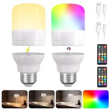 2-Pack Rechargeable Magnetic LED Light Bulb, E26 RGB Color Changing Bulb with