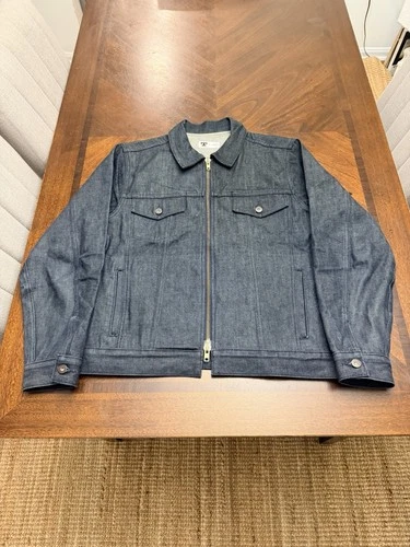 Tellason Raw Denim Jacket White Oak Cone Denim Zip Up Mens Size L - product listing photo