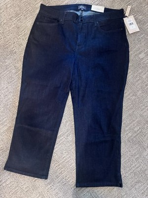 NYDJ  Crop Capri Jeans Womens 16  Dark Stretch Denim Lift Tuck Tech Slimming NWT