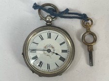 Antique Victorian Pocket Watch Key Wind With Key 50mm Engraved Case