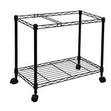 Portable 1-Tier Metal Rolling File Cart - Black, 24-Inch Office Organizer
