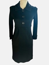 Diane von Furstenberg Little Black Dress Button Wool Nylon Blend Women's Size 4