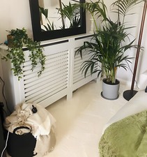 Large Radiator Cover 92 cm Height Horizontal Slats Cabinet Shelf for Living Room