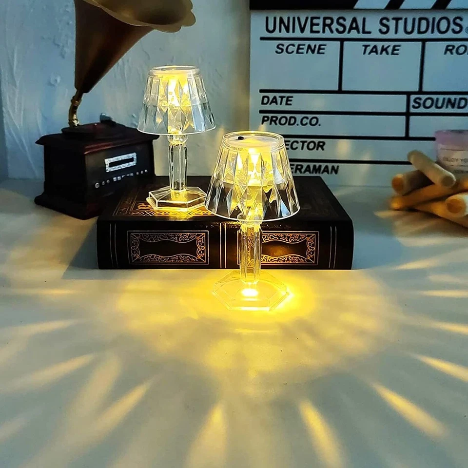 MINI LAMPADA TAVOLO COMODINO DIAMANTATA EFFETTO CRISTALLO LUCE CALDA DECORATIVA - Immagine 2 di 4