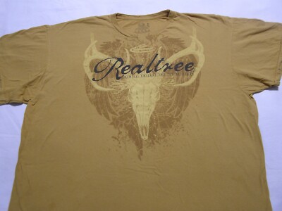 Realtree T-Shirt Family Friends Outdoors Squash Yellow Size XL Deer Skull
