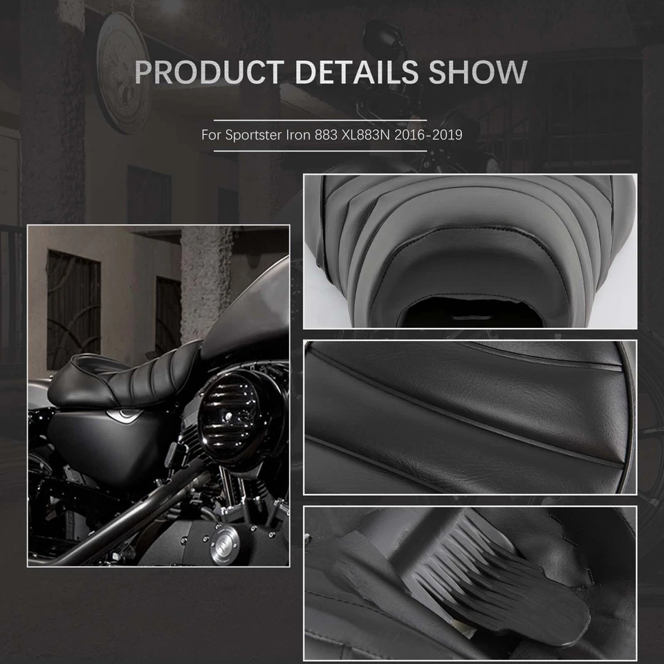Asiento solo conductor PU para Harley Sportster Iron XL883 1200 48 72 2016-2022 Foto 4 de 4