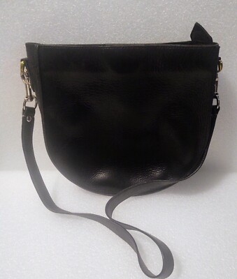 Madewell Purse Black Simple Crossbody Bag Leather Strap Zip Top Small