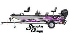Purple Black Geometric Shapes Gray Design Wrap Fishing Bass Boat Vinyl Decal USA