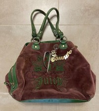 Juicy Couture Bag, Rare Velvet Shoulder Bag, Vintage Y2k, Brown/green