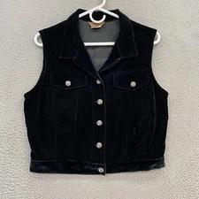Vintage Roper Velvet Vest Womens Medium Made in USA Western Cowgirl Rodeo Black
