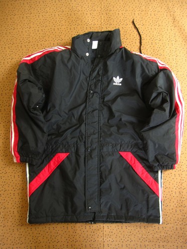 Parka Adidas Hiver Blouson Homme 90'S Noir rouge Rennes Veste Vintage - 174 / M - Afbeelding 1 van 9