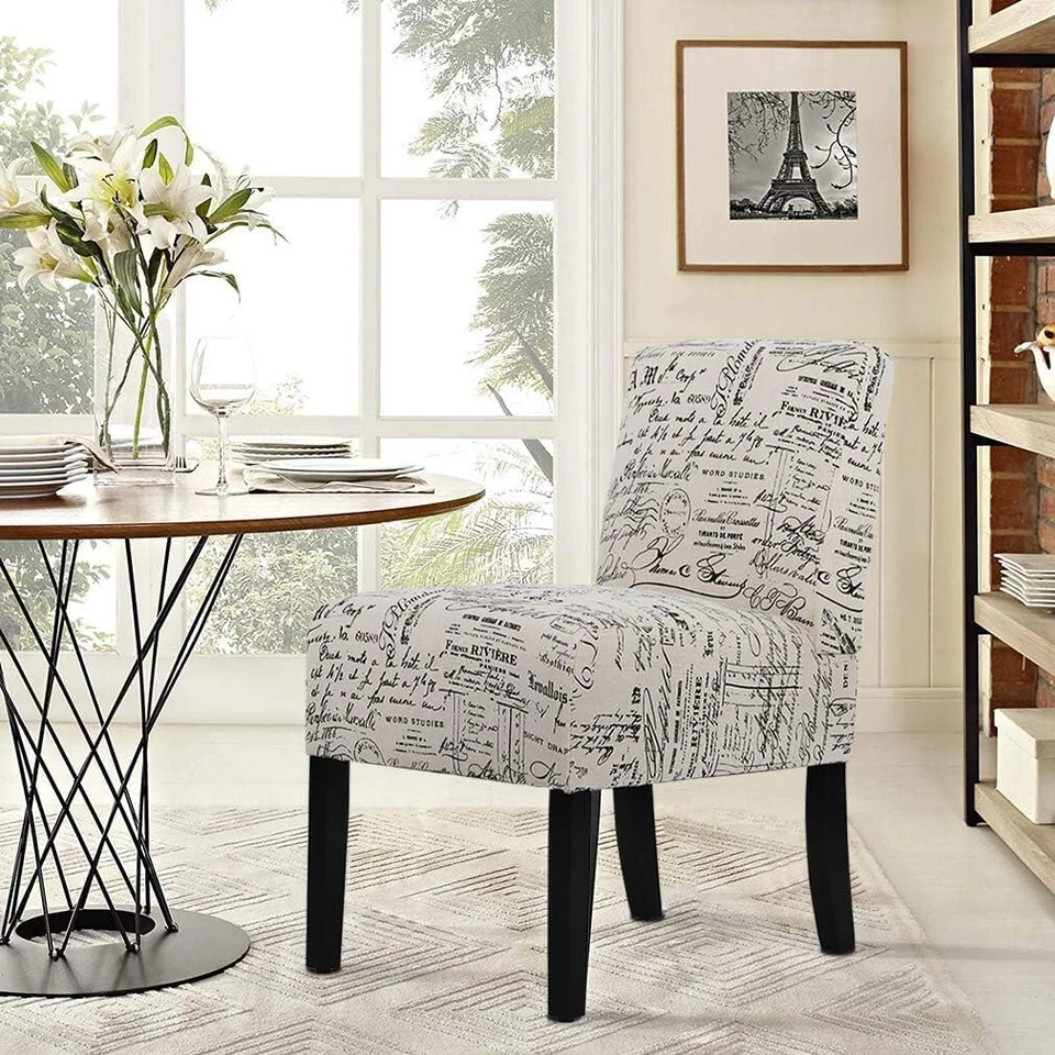 Sillas de salón, sillas modernas sin brazos con patas de madera maciza, silla zapatilla Foto 2 de 4