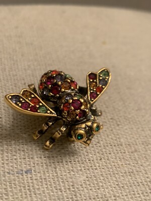 NIB VTG JOAN RIVERS MULTICOLORED RHINESTONE BEE PIN BROOCH