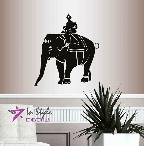 Vinyl Aufkleber Indian Man Reiten Elefant Indien abnehmbarer Wandaufkleber 954 - Bild 1 von 2