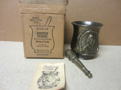  NOS ANDREW CRAIGIE 1987 Schering Corp. First Apothecary MORTAR AND PESTLE + BOX
