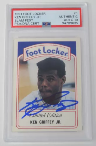 Ken Griffey Jr. HOF Signed 1991 Foot Locker Slam Fest Promo Card #1 PSA 10 Auto