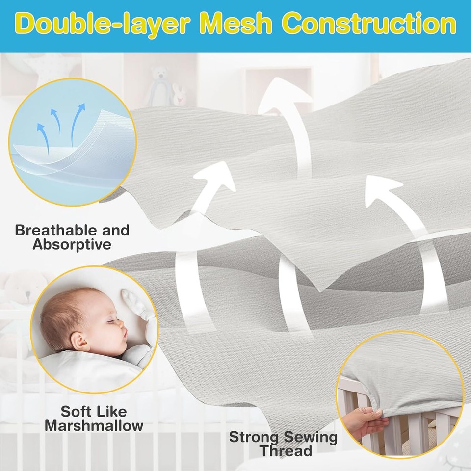 Muslin Crib Sheets for Girls and Boys,Baby Sheets,Baby Full, Fog eBay