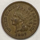 1907 Indian Head Cent Choice Extremely Fine XF+ Coin #11199T