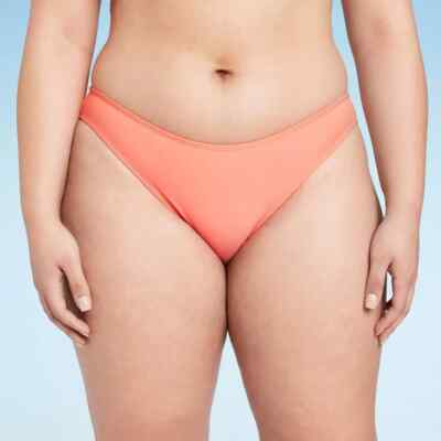 Shade & Shore Women's Low-Rise High Leg Bikini Bottom Pink Size Large 12-14